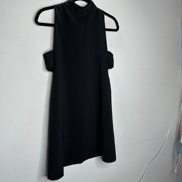 For Sienna Sexy Black Mock Neck Sleeveless Peek A Boo Sides Mini Dress S - Picture 4 of 16